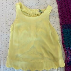 Baby yellow scallop edge tank